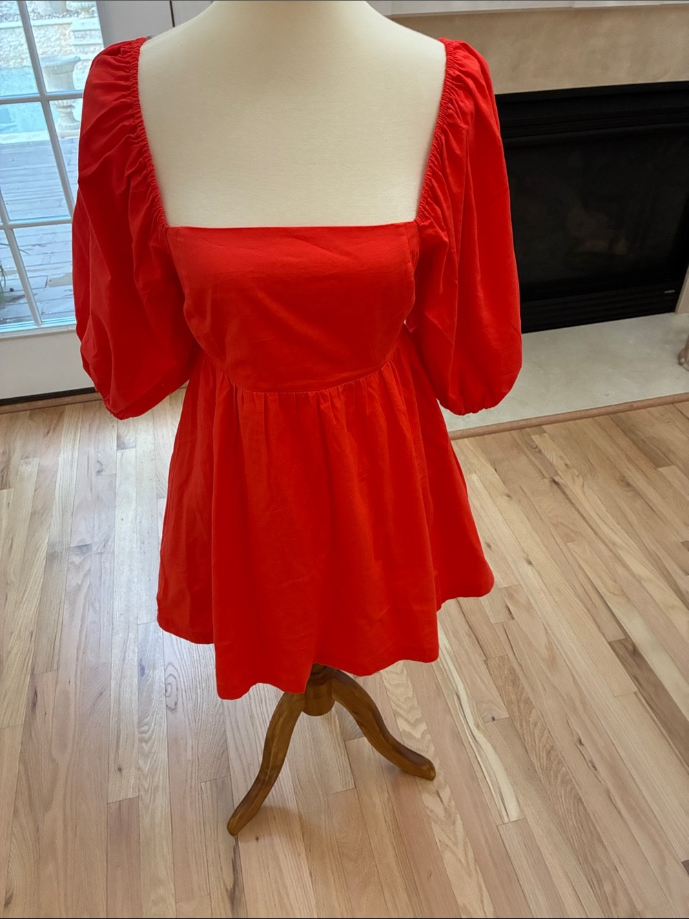 saltwater LUXE Red Puff-Sleeve Square-Neck Mini Dress - Picture 2 of 7